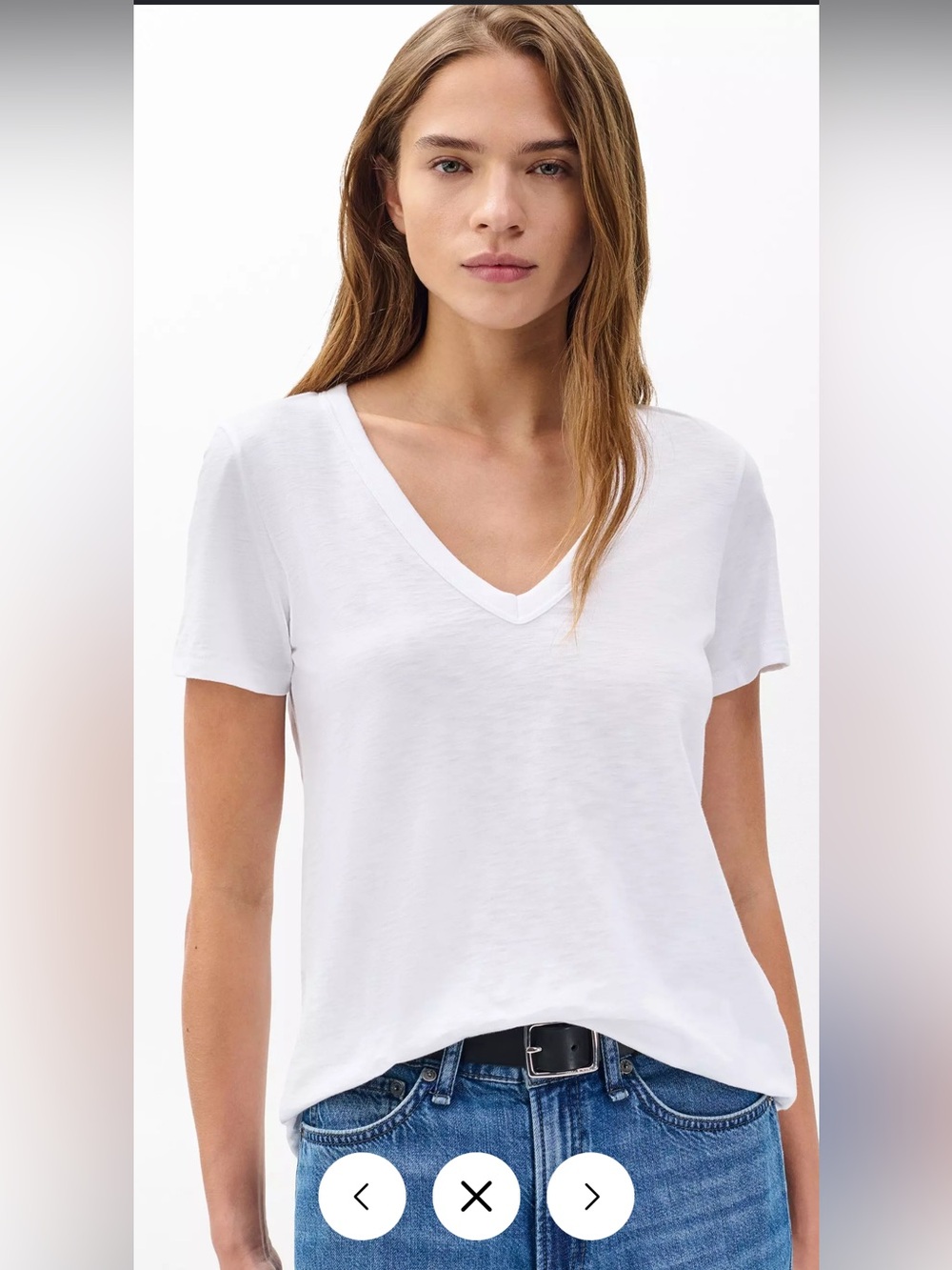 rag & bone White V-Neck Short Sleeve Tee
